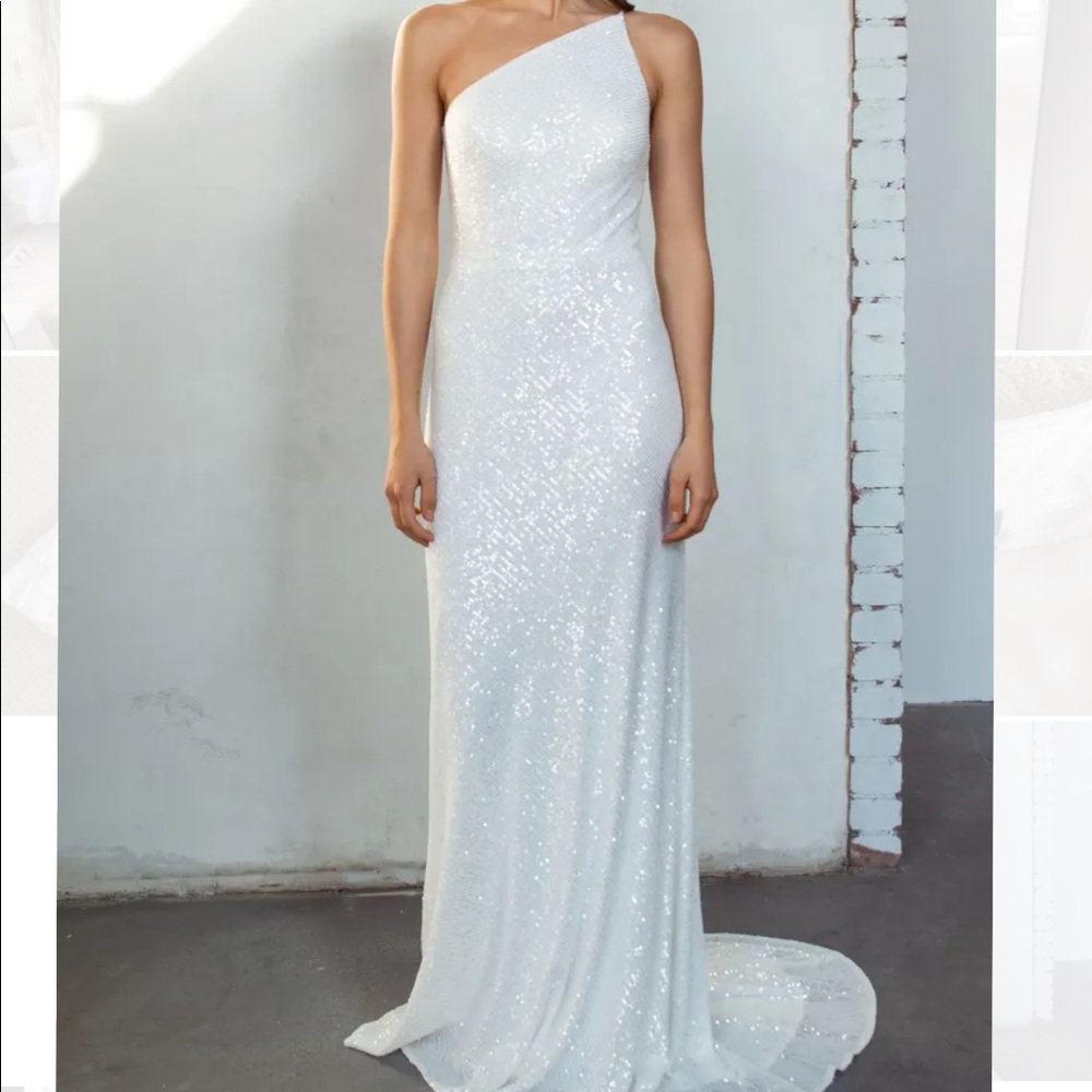 Jenny Yoo Zara White Sequin Gown